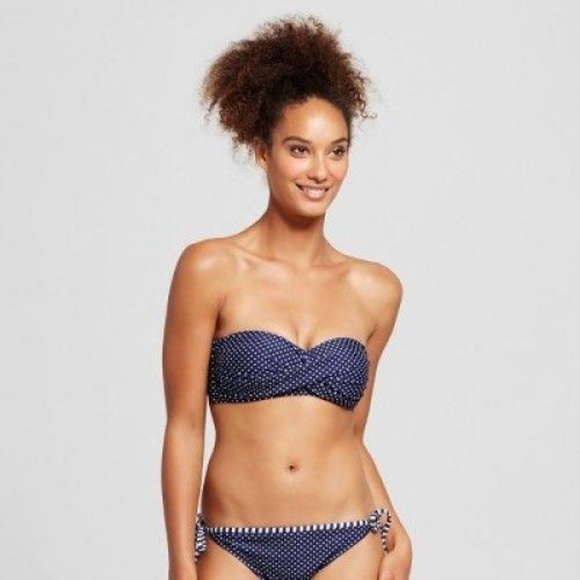 blue polka dot bikini top